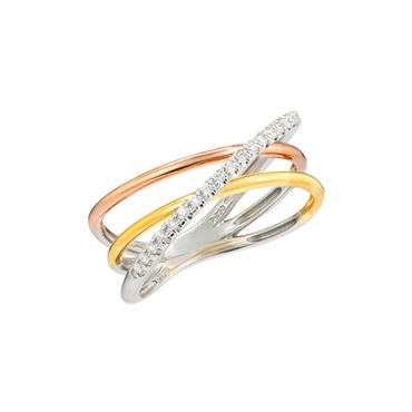 K18YG/PG/Pt950ダイヤモンドリング