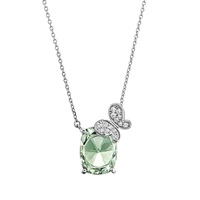 Pt950グリーンクオーツ/ダイヤモンドネックレス