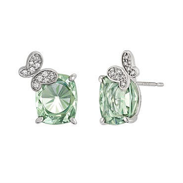 Pt950グリーンクオーツ/ダイヤモンドピアス