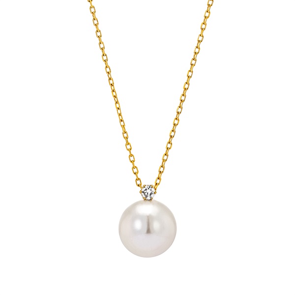K18YGアコヤパール/ダイヤモンドネックレス