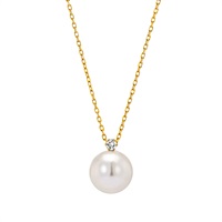 K18YGアコヤパール/ダイヤモンドネックレス