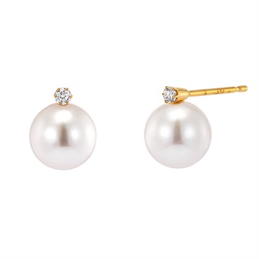 K18YGアコヤパール/ダイヤモンドピアス