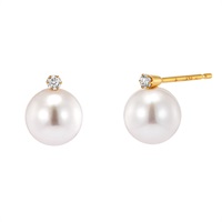 K18YGアコヤパール/ダイヤモンドピアス