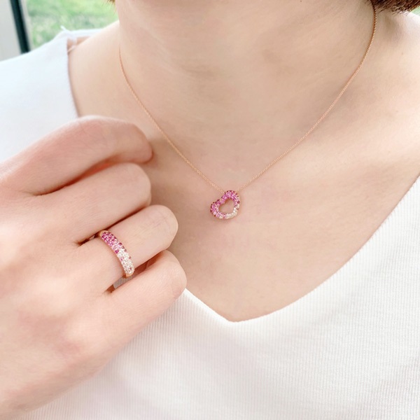 NEW好評美品 K18PG ピンクサファイア計0.19ct ダイヤ0.01 リング 指輪 アクセサリー