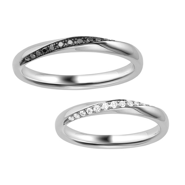 超美品の 結婚指輪 マリッジリング ペアリング クロス ダイヤ ダイヤモンド ブラックダイヤモンド プラチナ900 2本セット 指輪 大きいサイズ対応  送料無料 人気