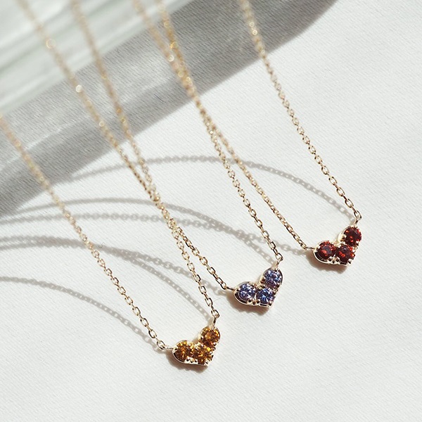 1月]K10YGガーネット/ダイヤモンドリバーシブルネックレス