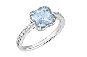 ポンテヴェキオ Pt950 ブルートパーズ ダイヤモンド リング