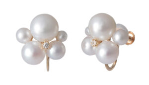 ポンテヴェキオ K10YGフレッシュウォーターパール ダイヤモンドイヤリング